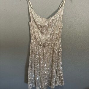 SO Gold Sequin Mini Dress Spaghetti Strap Cocktail